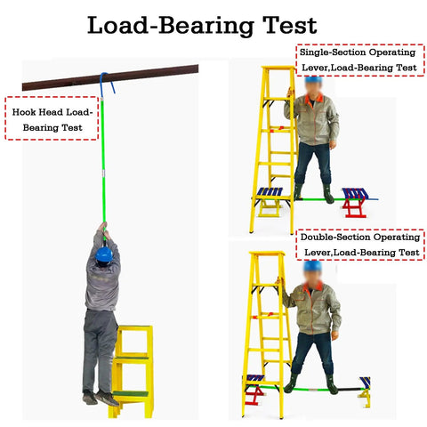 Red 1 Meter High Voltage Insulated Safety Tool For Electrical Pros And DIYers Portable Heavy Duty Insulated Rod With Heat Shrink Tubing For Maximum Shock Protection In Power Plants Factories And Auto Maintenance load-bearing test with worker on ladder