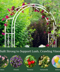 Arch Metal Outdoor Garden Arbor Montebello White 7 Feet Tall Iron Trellis Lattice For Climbing Plants Wedding Arch And Outdoor Patio Decor For Yard Entryway with flowers