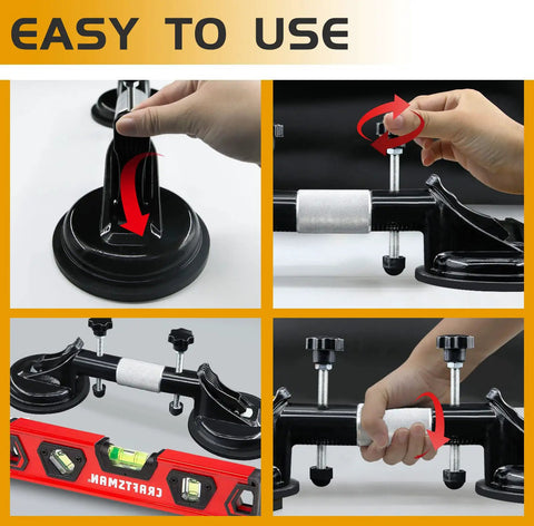 Pro Grade Seam Setter for Granite Tile with heavy duty vacuum suction cup demonstration and leveling tool instructions.
