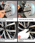 Steps to use Two Pack M14x1.5 Wheel Hanger Alignment Pins for Domestic And Import Rides during tire installation process.