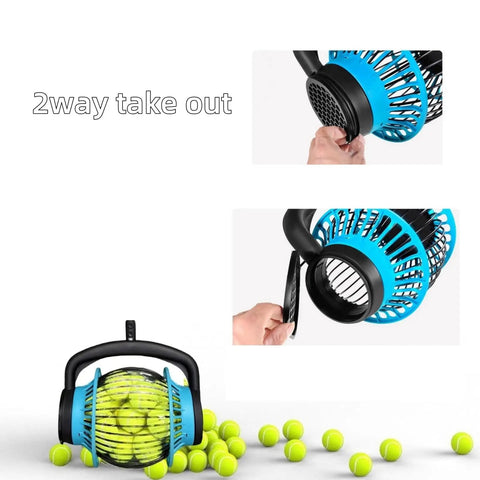 Tennis Ball Hopper And Retriever Kit with durable felt exterior in bright yellow for tennis practice, dog play, and golf ball pickup.