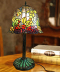 Tiffany Style Rose Stained Glass Table Lamp For Living Room Or Bedroom, 24 Inch Tall Farmhouse Desk Lamp With LED Bulb Included