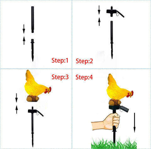 Installation guide for Outdoor Chicken Solar Lights Resin Garden Decor For Patio And Yard Cute Chicken Lamps with cozy vibe