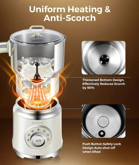 All In One Milk Frother And Steamer With 27oz Capacity Temperature Control Hot Or Cold Foam Customizable Texture in use