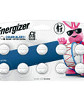 Heavy Hitters Cr2032 3V Lithium Coin Batteries 10 Pack in a pack with child-resistant features and Energizer branding.