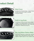 32 Inch Round Fire Pit With Mesh Cover And Fire Poker Star And Moon Design Wood Burning Outdoor Firepit detail view