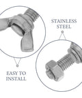 Butterfly Wing Screws Set M8x20mm Stainless Steel Hand Tighten Wing Bolts for DIY Projects Removable Structures and Machine Panels 6 Pack With Hex Nuts, close-up