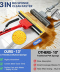 Commercial Sponge Mop With Stainless Steel Extendable Handle And Two Compressed Cellulose Heads For Heavy Duty Home And Business Cleaning Designed To Blast Through Floor Grime And Make Tackling Tile Or Hardwood Floors A No Sweat Gig, showing 13-inch eco-friendly cellulose sponge.