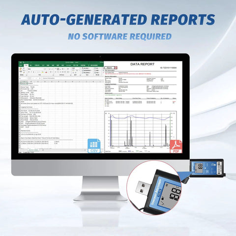Vibration Data Logger And USB Shock Monitor For Shipping And Transport With 3 Axis Acceleration Sensor Records Shock Events With Time And Temperature Auto Generated PDF And CSV Reports No Software Needed 34560 Data Points Capacity on monitor