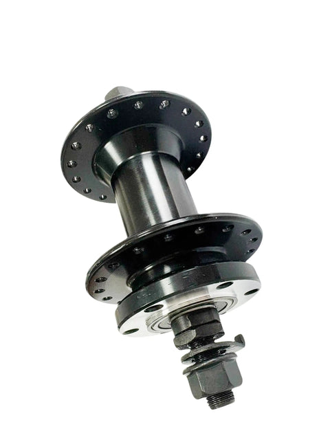 36 Hole Aluminum Front Hub For Mountain Road And E Bike Applications, 100mm QR Spacing, Disc Brake Ready, side view