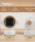 Tiny But Mighty Ceramic Space Heater With 1200W Quick Heat Two Modes Ultra Quiet Personal Heater dimensions and side view