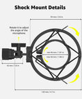 Diagram of Microphone Shock Mount For 48 To 51mm Condenser Mics, showing measurements and adjustment directions.