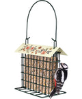 Rustic Black Metal Suet Cage Feeder For Outdoor Bird Watching, Hanging Bird Feeder With One Suet Cake Capacity and bird