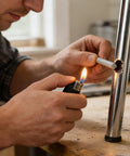 Person using Low Temp Welding Soldering Rods For Quick Fixes Easy Melt Metal Repair Sticks With Strong Bonding Action No Flux Needed.