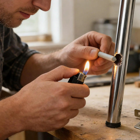 Person using Low Temp Welding Soldering Rods For Quick Fixes Easy Melt Metal Repair Sticks With Strong Bonding Action No Flux Needed.