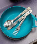 2 Pack Minimalist Camp Kitchen Utensil Set With Clip Together Knife Fork Spoon Lightweight Army Style MRE Chow Gear For Hiking And Camping