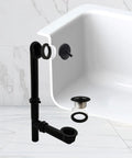 Matte Black One And A Half Inch Tubular Bath Waste Drain Kit With Trip Lever Faceplate Beehive Grid And Color Matching Screws