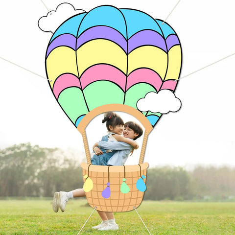 Party Ready Hot Air Balloon Photo Prop Backdrop For Travel Theme Parties And Photo Booths, Colorful Balloon Decor
