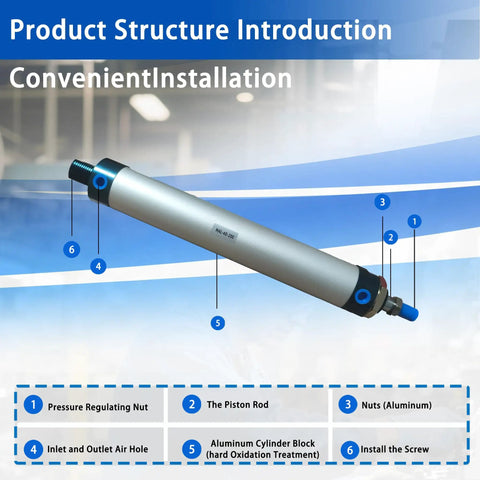 MAL40x200 Aluminum Double Acting Pneumatic Cylinder With Single Rod For Slick Fast Action Automation, 40MM Bore, 200MM Stroke