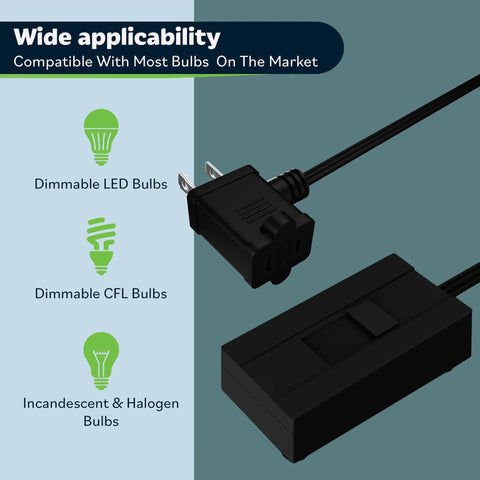 Table Top Plug In Dimmer For Lamps With Quiet Slide Control Dims 10 To 100 Percent image showing plug and dimmer compatibility