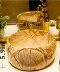 Ceramic Vessel Sink,16.5"x5.9"Round Vessel Sink Marbling Vessel Sink Bathroom Sinks with Faucets Combo Modern Countertop Ceramic Vessel Sink Art Basin with gold veins.
