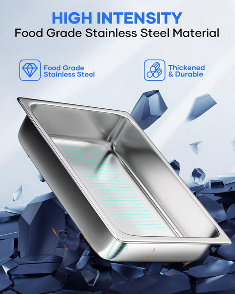 Full Size One By One Steam Table Pans 6 Inch Deep 6 Pack Workhorse Stainless Steel Chef Grade Heavy Duty food trays