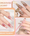 24 Color Hema Free Gel Nail Polish Kit With Pro Brush Nude Pink Sheer Shades Non Toxic And Transparent Soak Off Gel manicure close-ups