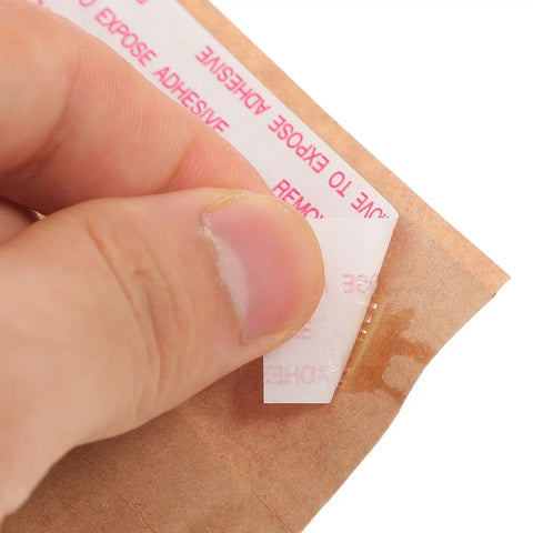 Close-up of adhesive seal on Kraft Paper Envelopes With Honeycomb Padding And Double Layer Design, Large Capacity Padded Mailers