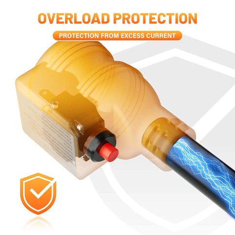 Overload protection feature of Heavy Duty Nema 14 50P To Nema 6 20R EV Charging Adapter for Tesla Vehicles.