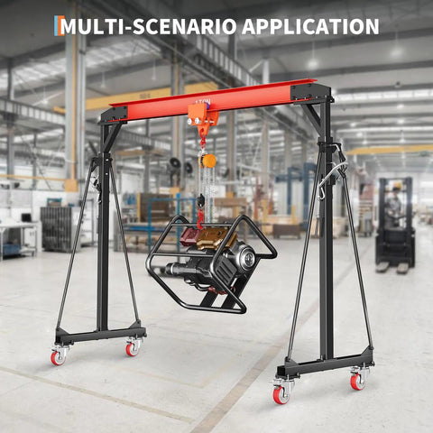 Gantry Crane With Manual Trolley 4400 Lbs Capacity 2 Ton Adjustable Height 8 To 12 Feet Portable Shop Crane Lift Hoist