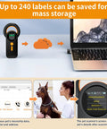 Pet Microchip And RFID Scanner With 1.44 Inch Color Display, showing 240 record storage and data upload to a laptop.