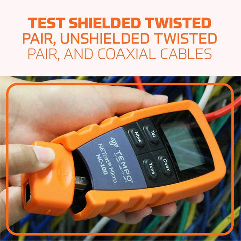 High Precision Cable Test Tool for Voice Data Video and Ethernet Coax with Netcat Micro Wiring Tester, Fast Measurements, Three Tone Patterns, and Accurate Short Open Reversed Polarity Crossed and Split Pair Detection
