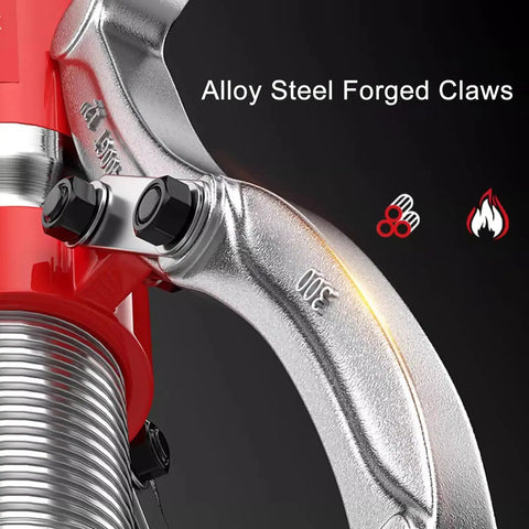 Close-up of alloy steel forged claws on Heavy Duty 15 Ton Hydraulic Bearing And Gear Puller with metallic finish.