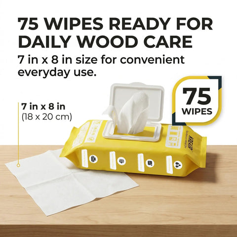 Let Go Of Dust And Grime With These Multi Purpose Wood Cleaning Wipes That Pack A Light Lemon Punch And Make Your Furniture Shine Without Any Extra Hustle, 75 wipes in a 7 x 8 inch pack.