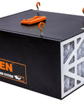 Remote Controlled Air Filtration System With Three Speed Settings And RF Remote Delivers Up To 400 CFM Includes 1 Micron Filter And 5 Micron Pre Filter Black For Large Rooms Up To 400 Sq Ft, side view