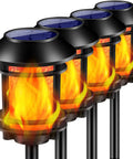Outdoor Solar Torch Lights With Flickering Flame, Waterproof Garden Landscape Pathway Lights, Solar Powered Yard Patio Decor, Realistic Flame Effect For Ambience, 4 Pack