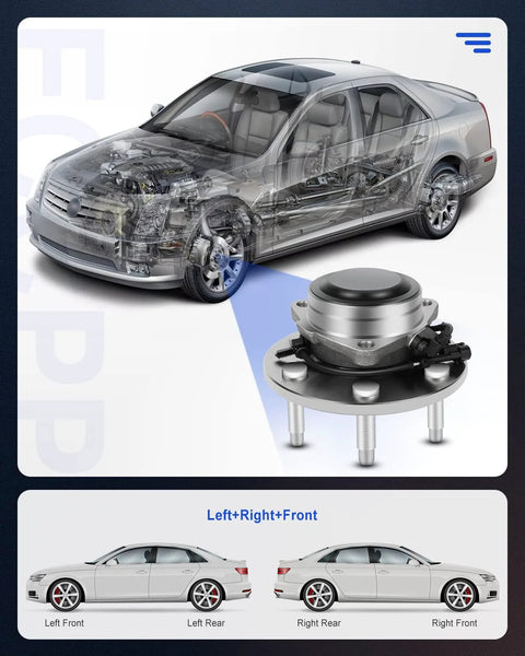 Front Wheel Hub Bearing Assembly 515054 With ABS 6 Lug 2WD Fits Chevy Express 1500 GMC Savana 1500 shown with car diagram