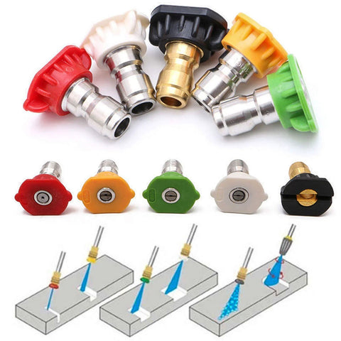 Pressure washer nozzle tips set, 5-pack, color-coded, 1/4 in quick-connect, up to 4500 PSI and 2.5 GPM