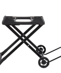 Side view of Portable Folding Grill Cart With All Terrain Wheels For On The Go Grillin Heavy Duty Strap Keeps Your Grill Secured