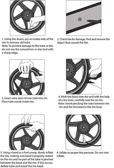 Installation guide for Heavy Duty 10x2 Inner Tubes, 40 Percent Thicker, 2 Pack, Fits 10x1.9 To 2.125 Inch Wheels.