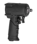 Heavy Duty One Quarter Inch Drive Pneumatic Impact Wrench Delivers Sick 610 Nm Torque, black zinc body, ergonomic grip for auto shop use.