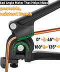 Pumtus 3 In 1 Manual Tube Bender For Copper Pipe 128 Inch and Brass Tubing Bending Tool with rubber handle showing marked angle meter.