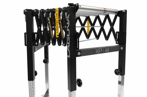 14 Inch Flexible Roller Conveyor Table Featuring Heavy Duty Slick Four Inch Locking Casters For Rock Solid Bandsaw Extension And Hella Smooth Workshop Handling