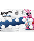 Heavy Hitters Cr2032 3V Lithium Coin Batteries 10 Pack in blue and white packaging featuring Energizer bunny mascot.