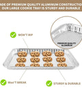 24 Pack Aluminum Disposable Cookie Sheets 16 By 11 Inch For Baking And Roasting Grilling Pans Nonstick Oven Safe Tin Foil Trays with Cookies