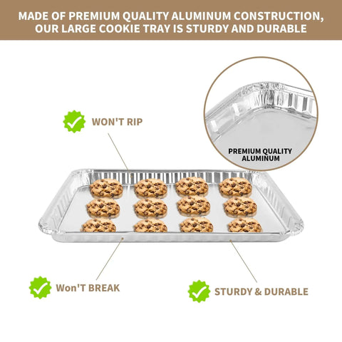 24 Pack Aluminum Disposable Cookie Sheets 16 By 11 Inch For Baking And Roasting Grilling Pans Nonstick Oven Safe Tin Foil Trays with Cookies