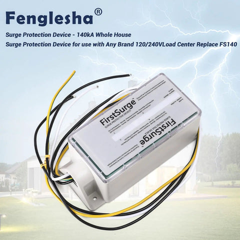 Whole House Surge Protector 140kA Per Phase For 120/240V Load Centers, Works With Any Brand Panels, FS140 Replacement