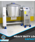 Built To Last 5X2 In Stainless Steel Casters With Polyurethane Wheels Roll Easy Under Heavy Loads, shown on industrial mixer.