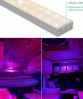 Rechargeable Under Cabinet Lights 4 Pack Wireless RGB LED Lighting with Remote illuminating a van interior with purple light