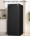 Hella Spacious 11 Cu Ft Stand Up Freezer And Refrigerator Combo Rocking Garage Ready Convertible Design in sleek black finish.